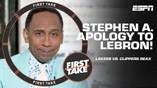 Stephen A. APOLOGIZES to LeBron James 'He was SENSATIONAL!' in win over Clippers | First Take