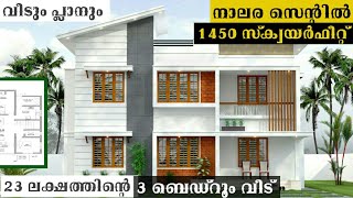 23 ലക്ഷത്തിന്/4.5 സെന്റിൽ/1450 sqft house plan kerala/small budget house malayalam/Haneed Anugrahas