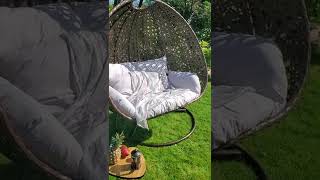 Double Hanging Egg Chair Swing with stand and cushions