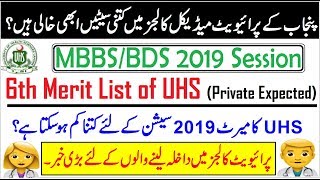 UHS 6th Merit List of MBBS/BDS // Expected Merit of Private Medical Colleges?