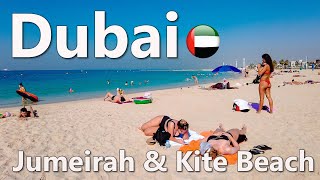 Dubai Jumeira Public Beach and Kite Beach Walk 4K🇦🇪