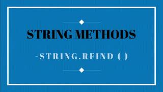 strings method python| Rfind method with example in python#python #programming