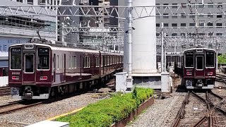 阪急8000系8008F,8007F リニューアル車 同時発車