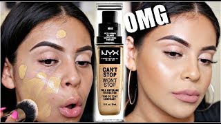 FIRST IMPRESSION: NYX CAN'T STOP WON'T STOP FOUNDATION + WEAR TEST! | JuicyJas