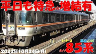 【昨日に引き続き増結大増発！？乗客も大増発！？駅の人が多くなっている！！！特急はほぼ昨日通りの増結に！！！しなの号も10両編成が多い！！！】キハ85系「南紀＆ひだ」【2022年10月24日(月)晴】