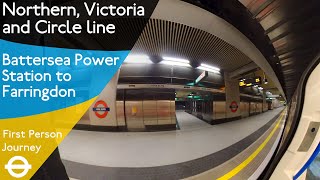 London Underground First Person Journey - Battersea Power Station to Farringdon via Warren St. \u0026 🤴❌