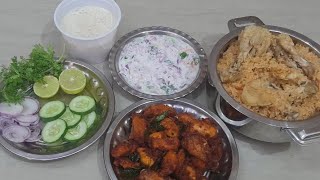 Friday Special Ambur-Style Chicken Biryani Feast with Raita and Fried Chicken #food #ChickenFeast