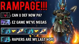 RAMPAGE 2x Divine Rapier PA vs Megacreeps + Full Items TB Crazy 1 Shot Kill WTF Comeback Dota 2