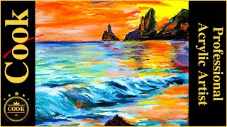 How to Paint an Ocean Sunset an Acrylic Painting Tutorial for Beginner and Advanced Artists