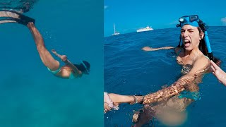 Freak snorkeling accident (EMTs CALLED)