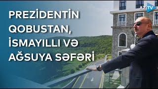 Prezident İlham Əliyev və birinci xanım Mehriban Əliyeva Qobustan, İsmayıllı və Ağsuya səfər edib