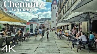 Chemnitz, Germany 🇩🇪 - Summer Walking Tour August 2022 - 4K UltraHD