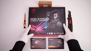 i9 9900K Unboxing: Asus ROG Strix Z390-F Gaming, Samsung 860 EVO 970 \u0026 Evo Plus | How to install