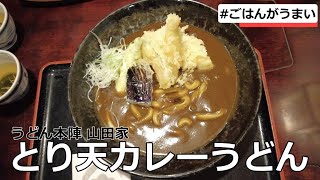 さぬきうどん 、 香川県 高松市 うどん本陣 山田家 で とり天カレーうどん を頂く。 【ごはんがうまい】