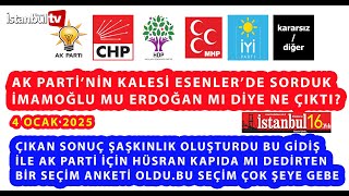 (SAYAÇLI)AK PARTİ 'NİN KALESİ ESENLER'DE ŞOK BİR ANKET OLDU,SEÇMEN BÖYLE DÜŞÜNÜRSE BARAJ ALTI OLUR