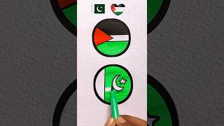 Palestine 🇵🇸 Pakistan 🇵🇰 Flag Drawing #youtubeshorts #art #palestinian #viral #trending