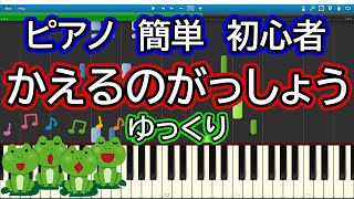 かえるのがっしょう ゆっくりドレミ付き簡単ピアノ