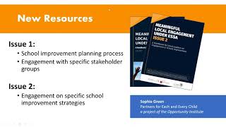 Local ESSA Implementation: Guidance for Engaging on School Improvement