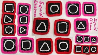 HOW TO CROCHET SQUID GAME GRANNY SQUARES | SQUID GAME CROCHET COASTER | SQUID GAME PATTERN EASY