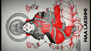 Maa Lakshmi Drawing using just black and red gel pen