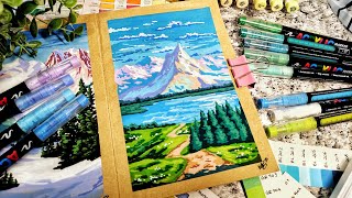 Acrylic Markers Landscape| Cozy Art Easy Tutorial