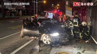 台中BMW失控撞成廢鐵 駕駛受困車體2小時慘死