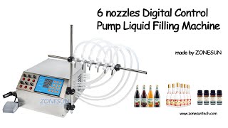 How to use 6 nozzles Electric Digital Control Pump Liquid Filling Machine