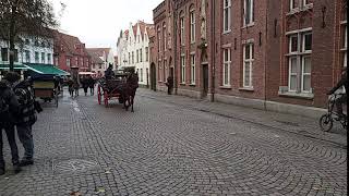 BRUGGE BELGIUM HORSE AND CARRIAGE ART IMPRESSION