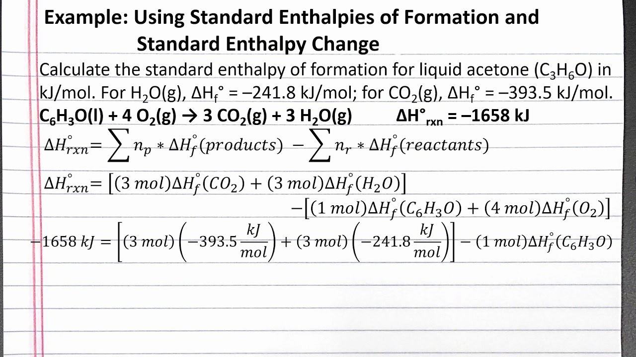 Standard Enthalpy Change Equation