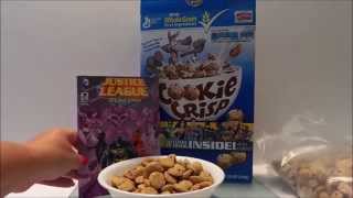 Surprise American Opening of Nestle Cookie Crisp Cereal With DC Comics JUSTICE LEAGUE free inside