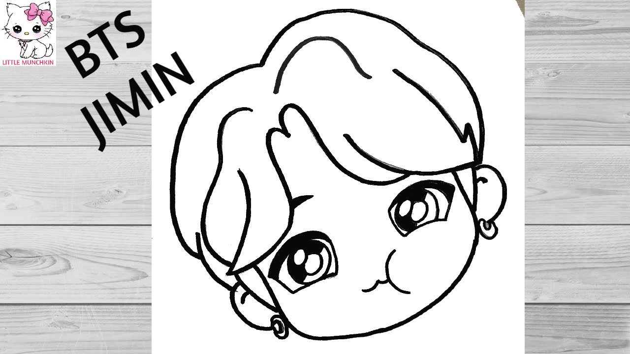 BTS Drawing | How To Draw JIMIN From TinyTAN BTS Step By Step | BTS ...