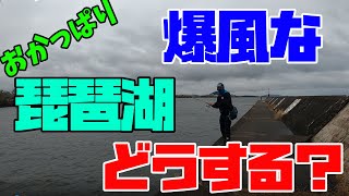 【琵琶湖】こんな爆風でも釣れるの？【おかっぱり】【バス釣り】