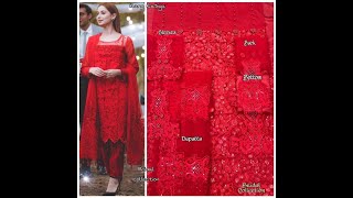 HOOR TEX 18002 RED PAKISTANI SUITS IN SINGLE