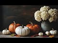 2 hour tv art screensaver 4k frame tv hack. moody rustic fall pumpkins. autumn decor. no sound.