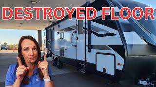 RV Warranty Inspection | Damaged Floor From Schwintek Slideout