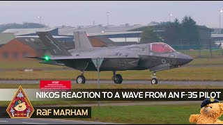 A WAVE AT RAF MARHAM IS EXTREMELY RARE CHECK OUT NIKOS' REACTION FROM AN F-35B PILOT'S SALUTE