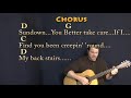 Sundown (Gordon Lightfoot) Strum Guitar Cover Lesson in D with Chords/Lyrics