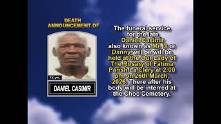 Daniel Casimir ~ Short Obituary
