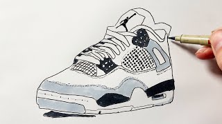 How to Draw Jordan 4 Sneakers
