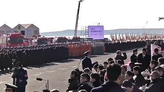 【東京消防出初式2018】消防官行進と消防演技エリアの説明