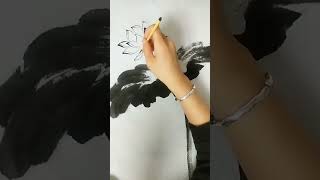 勾线法画荷花 #中国水墨画 #art #chineseart #paintingtutorial #tutorial