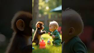 Best friend forever👶🐒❤️🍼 #baby #monkey #cuteanimals #adorable #shorts #lovely #cute #fannyanimals