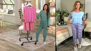 MUK LUKS Cloud Knit 3/4 Sleeve Top and Joggers Pajama Set on QVC