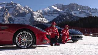 F1 drivers Alonso \u0026 Massa race Ferrari FF in the snow