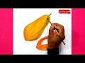 how to draw papaya step by step easy colour papaya drawing watercolor art fruits painting