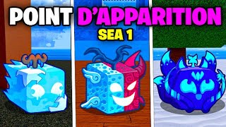 Tout les EMPLACEMENT des Fruits de la SEA 1 de BLOX FRUITS !