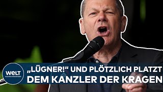OLAF SCHOLZ: "Lügner! Kriegstreiber!" Und plötzlich platzt dem Kanzler in Düsseldorf der Kragen