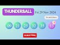 Thunderball Draw Results on Fri 29 Nov 2024 The National Lottery UK