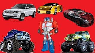 🚗🚗🚗SUPERCARS FOR KIDS!! LEARN COLORS WITH MONSTER TRUCKS, TRANSFORMING CARS SUVS!