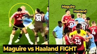 Harry Maguire ANGRY REACTION to Haaland while trying to protect Hojlund from Kyle Walker clash